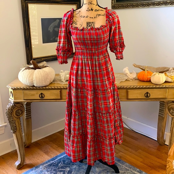 Hill House Dresses Hill House Red Tartan Plaid Nap Nesli Dress Xs